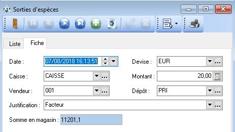 Sortie d'esp&egrave;ces