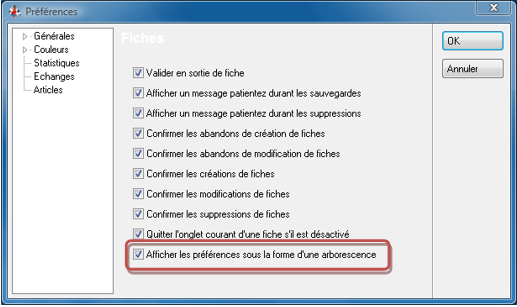 Préférences - Arborescence