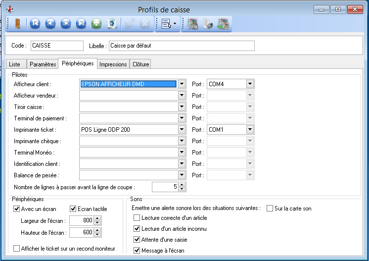 Profil de caisse - Périphériques