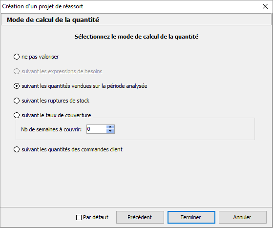Création projet de réassort - Mode de calcul