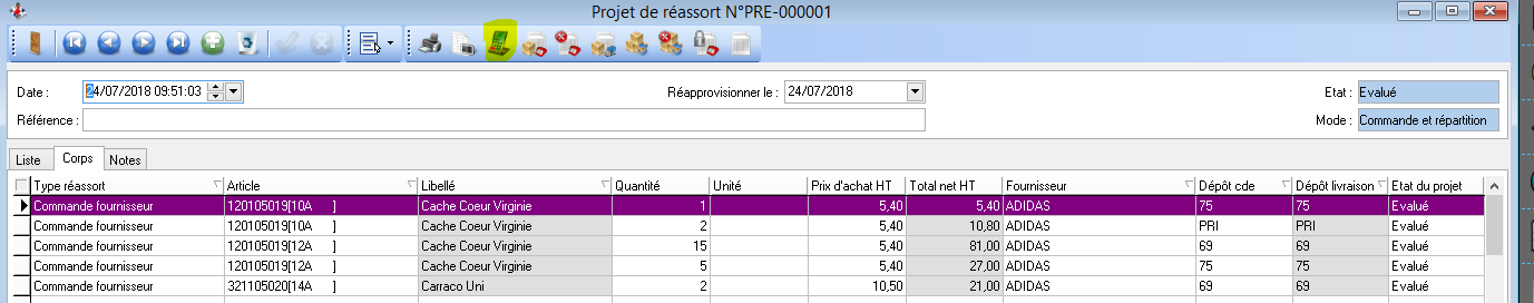 Projet de réassort - Réévaluer