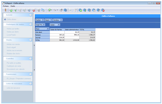 XL Report - Tableau de bord