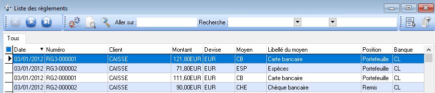 Banque - Liste des règlements