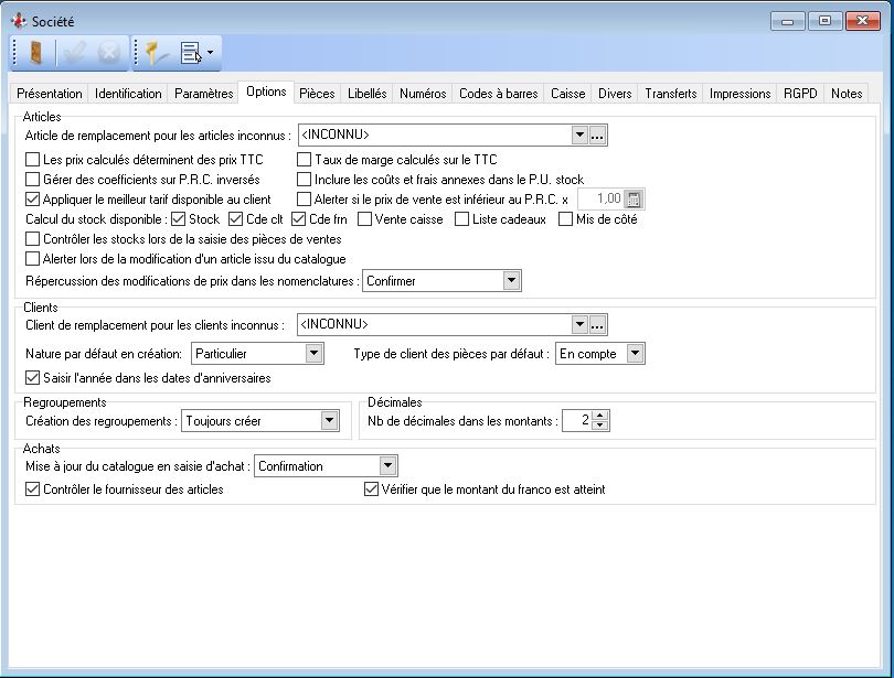 Société - Options