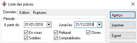 Liste des pièces - Période