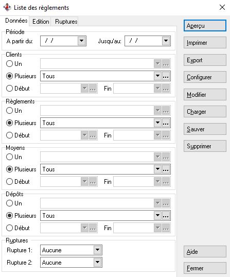 Liste des règlements - Données