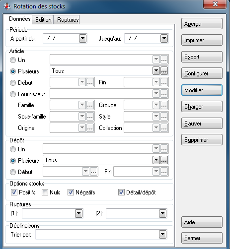 Rotation des stocks - Données