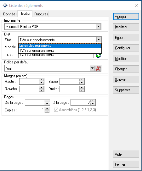 Liste des règlements - Edition