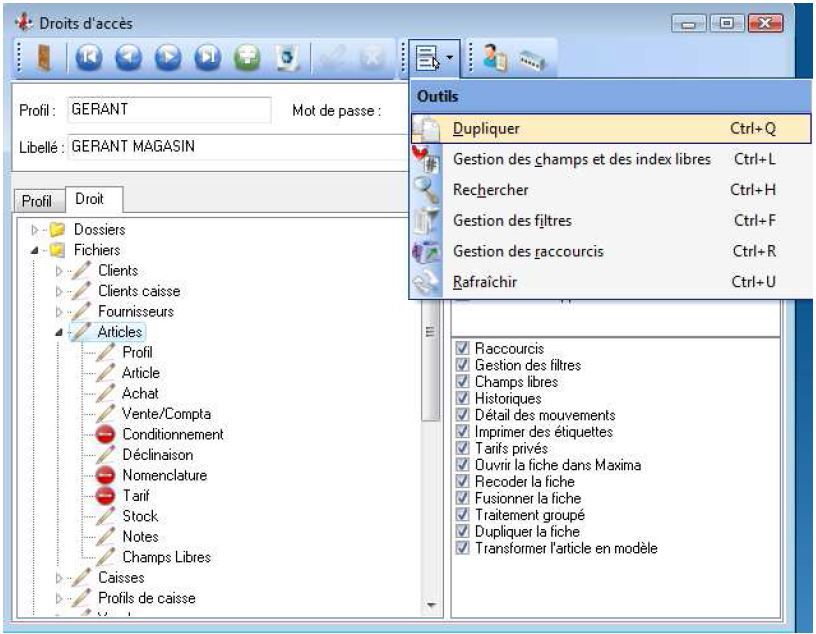 Duplication droit d'accès