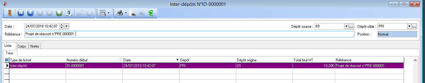 Projet de réassort - Transfert inter dépôt