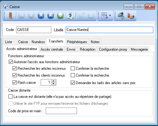 Fichier Caisse - Transferts