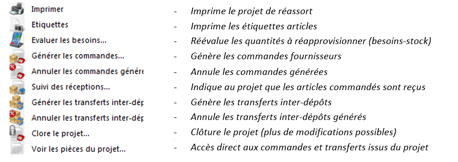 Projet de réassort - Icones