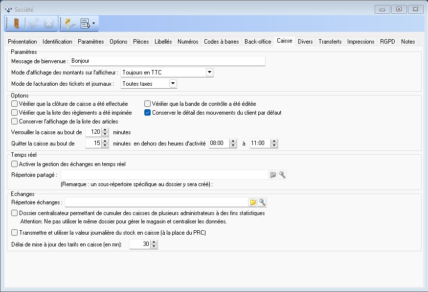 Société - Caisse