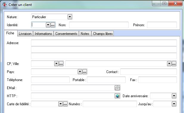 Création Client - Fiche