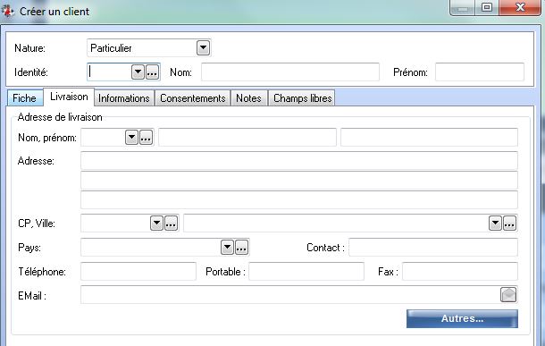 Création client - Livraison