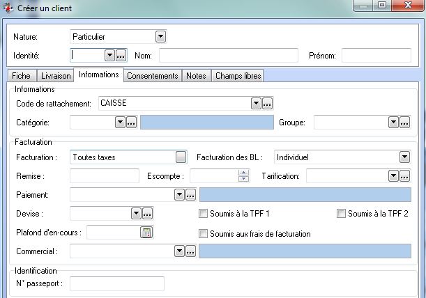 Création client - Informations