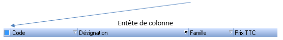 Filtre - Entête de colonne