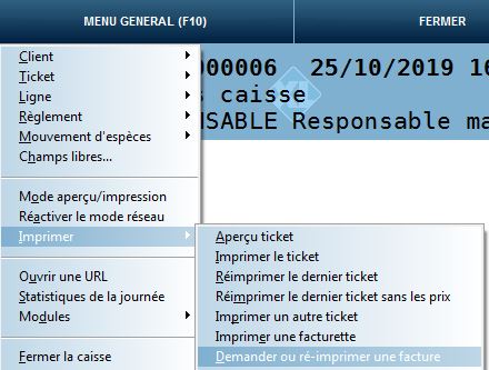 Demander ou réimprimer une facture