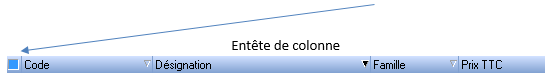 Filtre - Entête de colonne Filtre - Entête de colonne