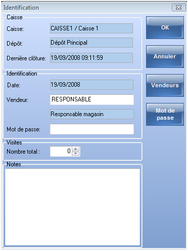 Identification Fermeture Caisse