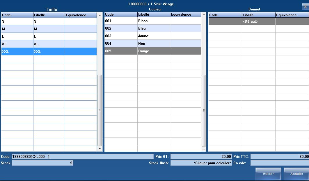 Tableau des déclinaisons