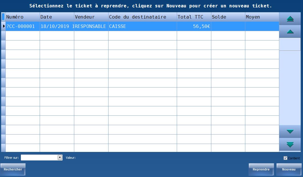 Mettre le ticket en attente - Liste