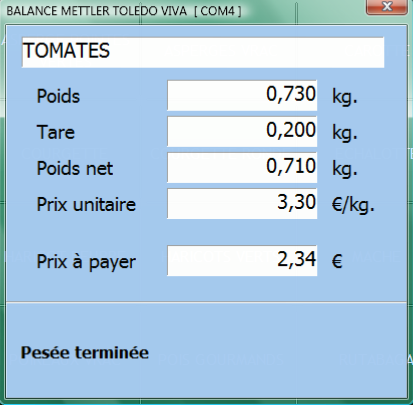 Article pesé Article pesé