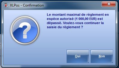 Dépassement du montant maximal