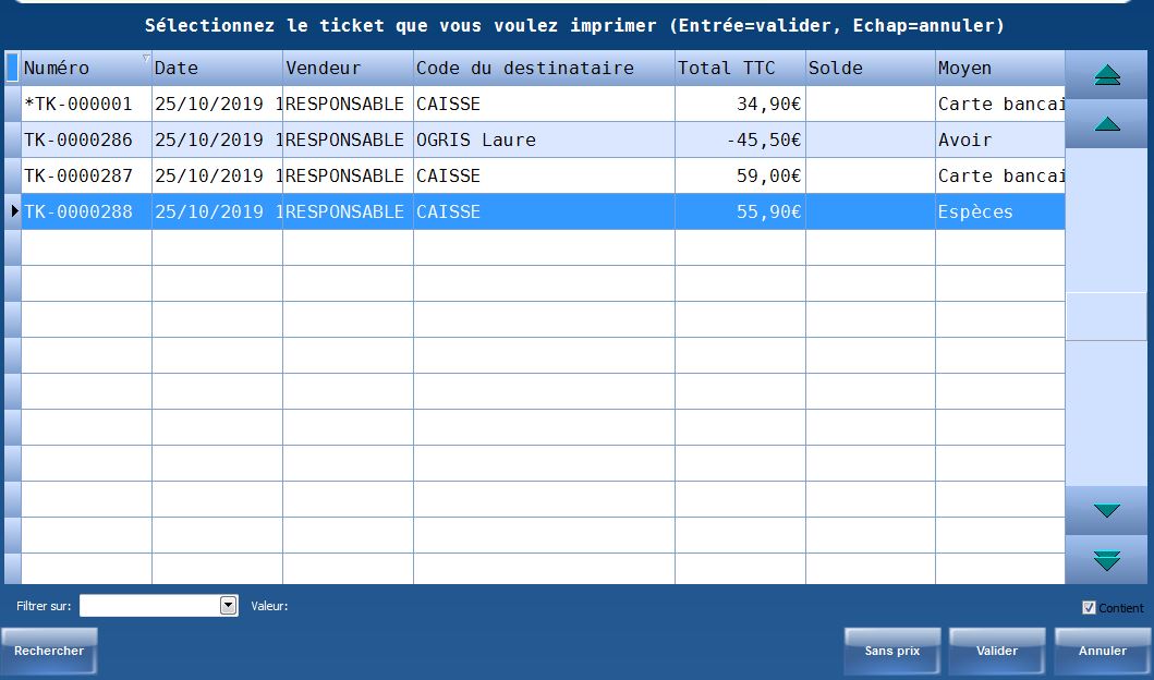 Imprimer un autre ticket