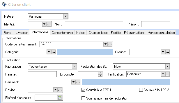 Créer un client - Informations