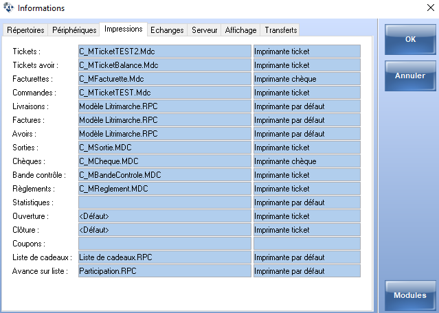 Informations - Impressions