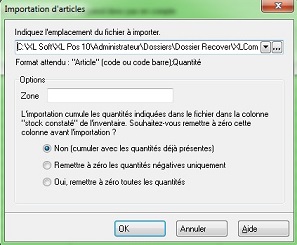 Importation liste articles Importation liste articles
