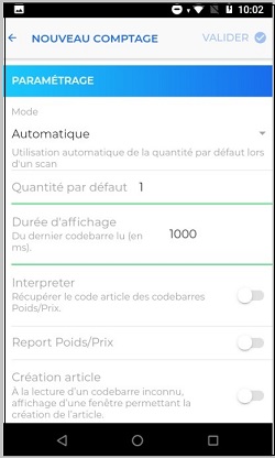 Paramétrage du comptage Paramétrage du comptage