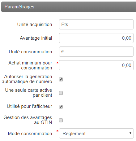 Paramétrages