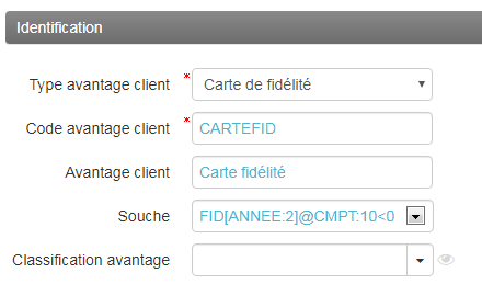 Carte fidélité - Identification