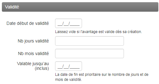 Carte fidélité - Validité