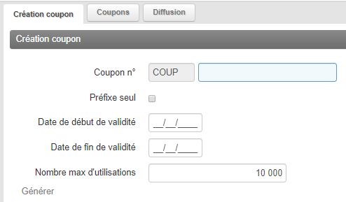 Coupon - Création