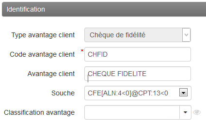 Chèque fidélité - Identification