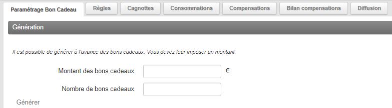 Bon Cadeau - Paramétrage