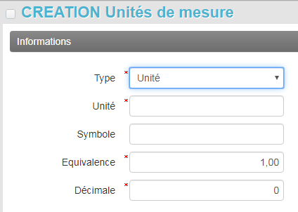 Unité de mesure - Création