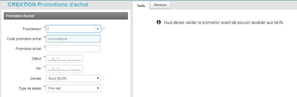Promotion d'Achat - Création
