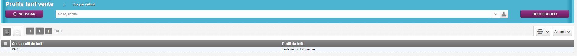 Profils tarifs de vente