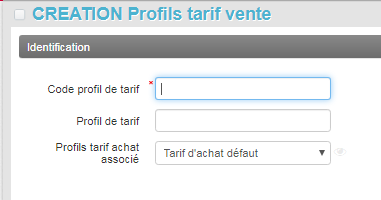 Profil de tarifs de vente - Création