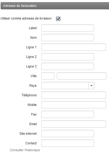 Clients - Adresse facturation