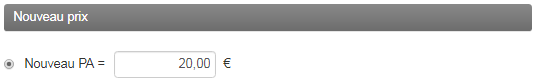 Préparation Tarif - PA Nouveau prix