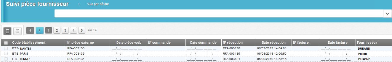 Suivi pièces fournisseur