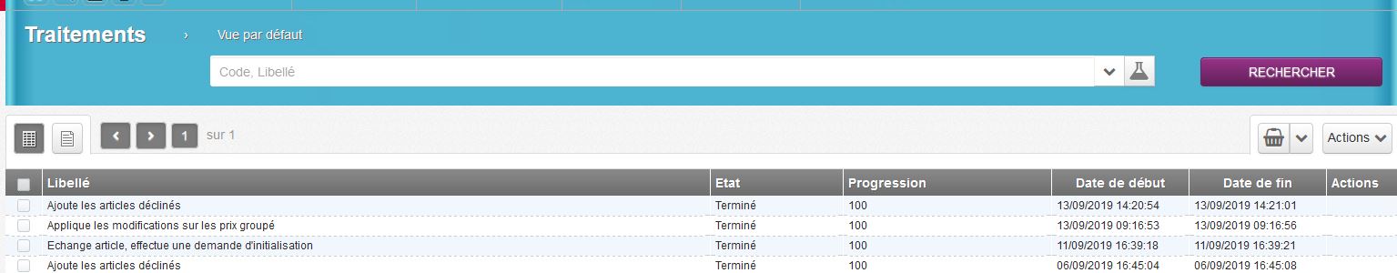 Traitements - Liste