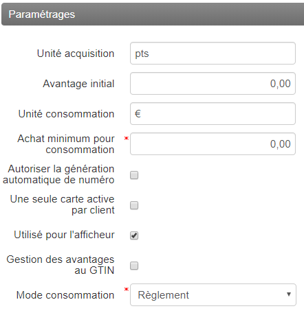 Paramétrage